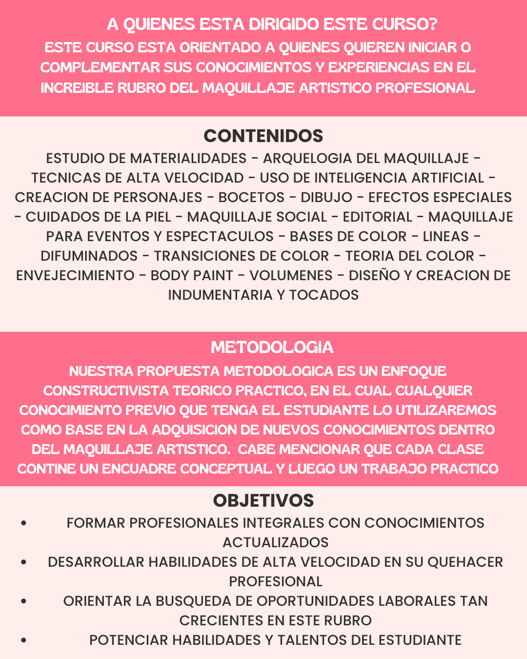 CURSO ANUAL DE MAQUILLAJE ARTISTICO - 20% DE DESCUENTO